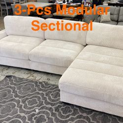 Cozy New 3 Pcs Corduroy Sectional (Finance and Delivery)
