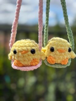 Chick on a Swing handmade 🧶 crochet 🧶 plushie