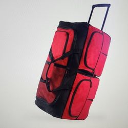 Large rolling duffel bag used in great condition red/black 30"x16"x16"