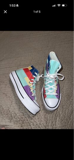 Size 6.5 Woman Patchwork converse high tops