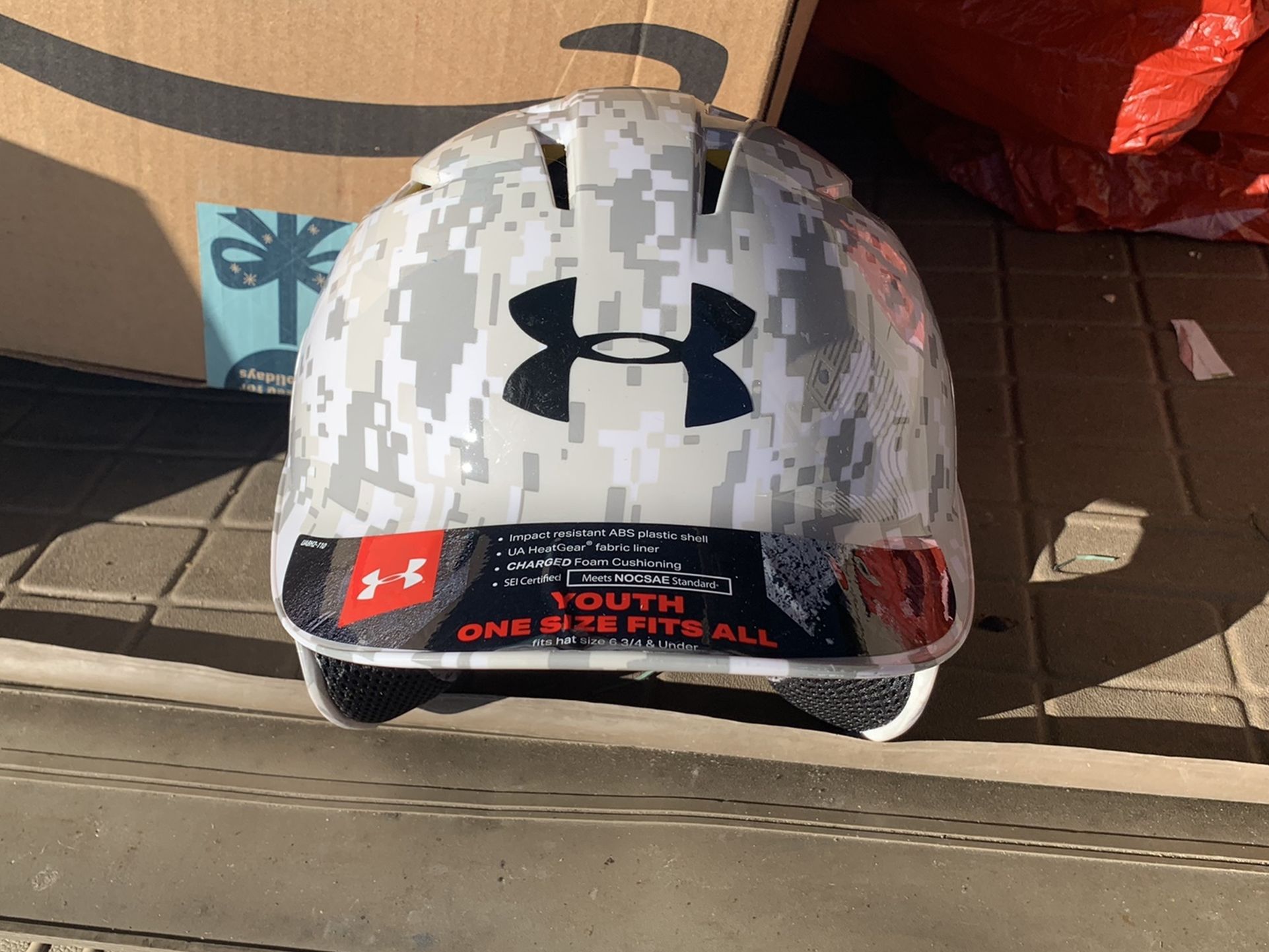 Under Armour Junior Heater Digi Camo Baseball Batting Helmet - Whit W/mask