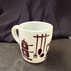 Vintage Atlas, milk glass brown Dutch treat coffee mug