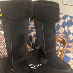 Coach Boots With Shearling Cuff