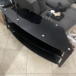 Tempered Glass TV Stand (Black)