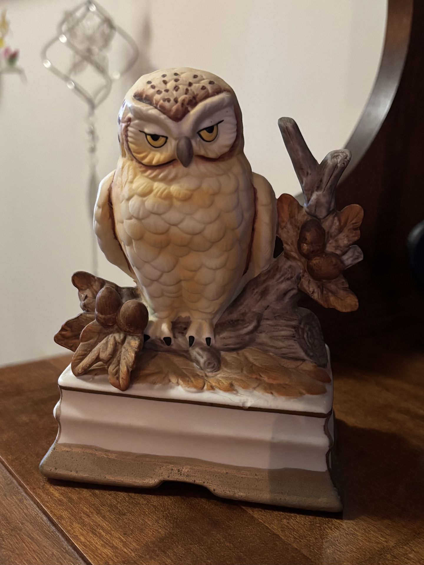 Porcelain Birds Wildlife Owl Music Boxes Musical Vintage