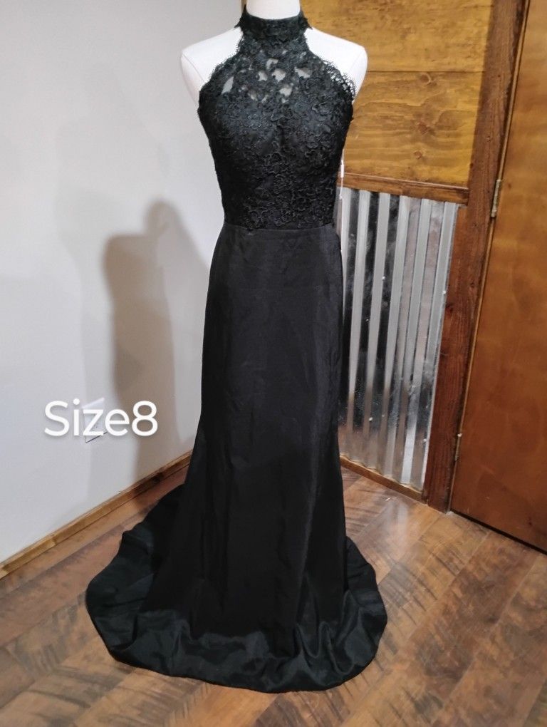 New Women's Lace Mermaid Halter Open Back Bridesmaid Dress With Elastic Satin