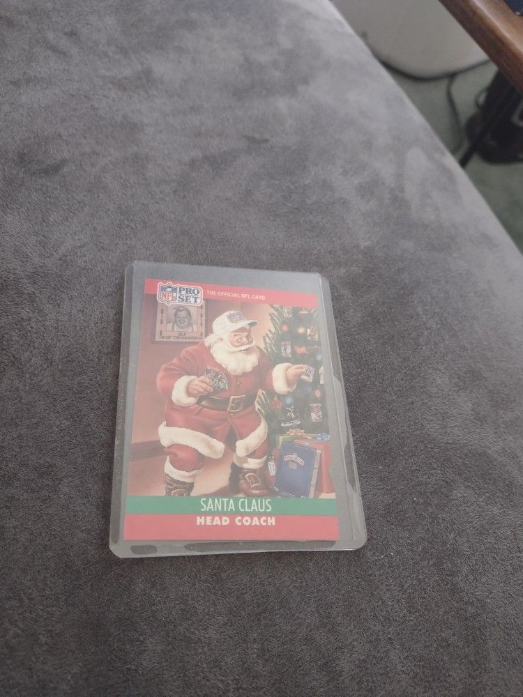 Football 1990 Proset Santa Claus Card. Plus NFL Holiday Card  Cash Porch Pickup Redmond 