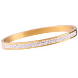 Bangle Stainless Steel 18K Gold Plated With Cubic Zirconia • Inner Diameter 2.5”