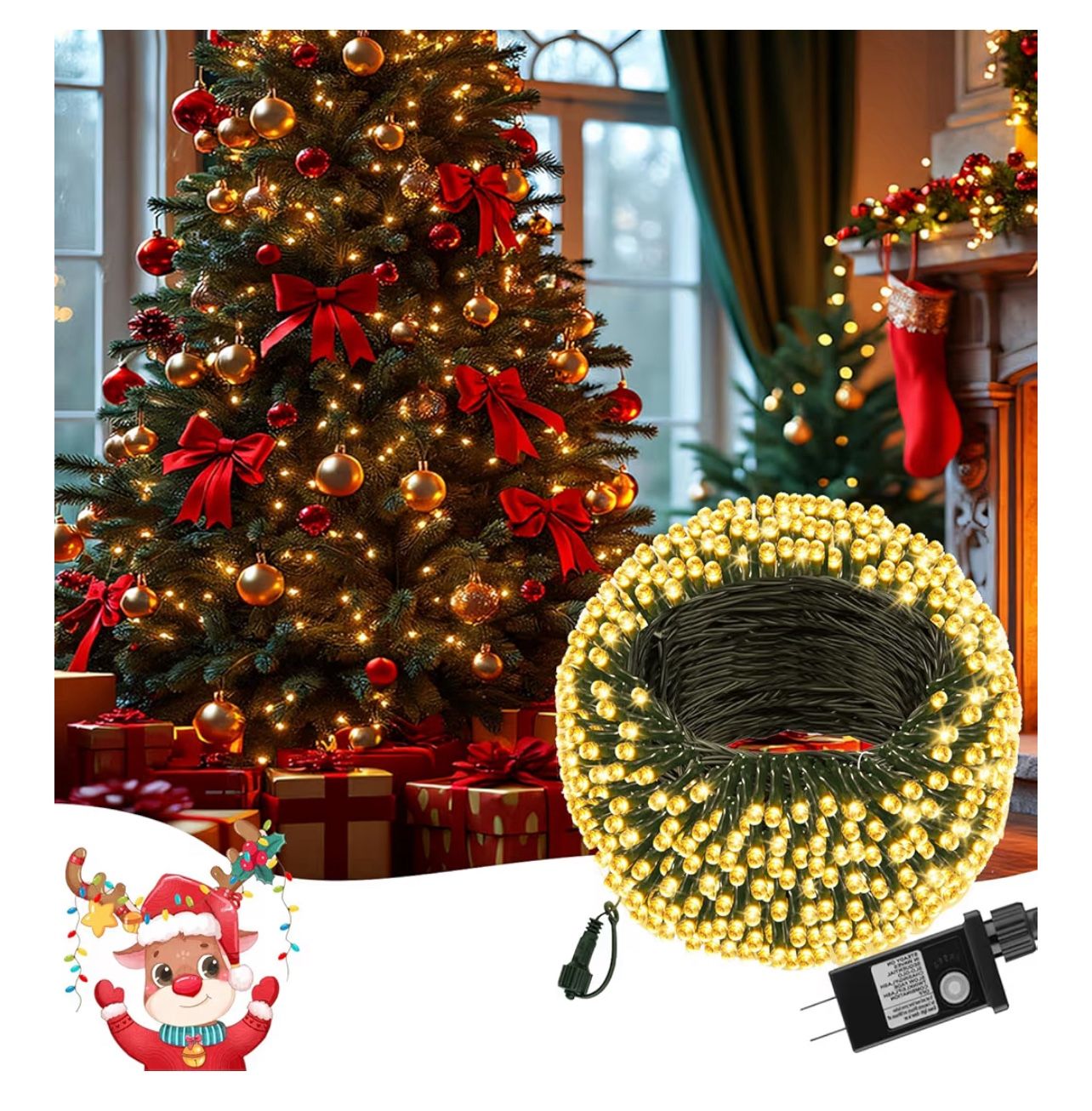 Brandnew 66FT 200 LED Connectable Christmas Tree Lights, End-to-End Plug 8 Modes Indoor Lights with Timer, Outdoor Indoor Fairy Lights Christmas Tree,