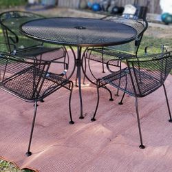 Solid Wrought-Iron Patio Furniture Table Set by Woodard!