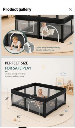 Large Foldable Baby Play Yard 50x50