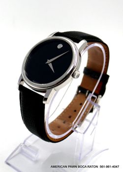 Movado MO.01.1.14.6000 Museum Black Dial 40mm  Men's Wristwatch Leather strap 