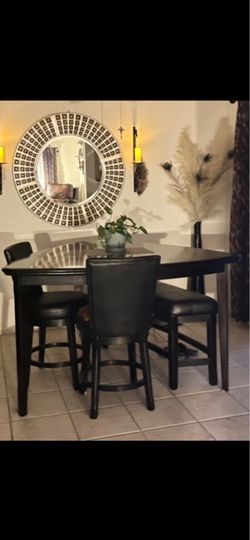 Dining room table and chairs with bench