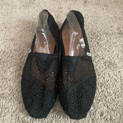 Brand new TOMS Black Crochet Slip-On Flats
