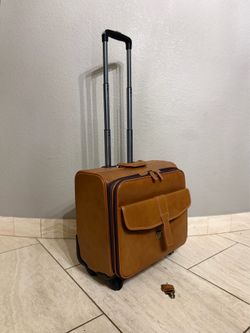 Leathario Leather Rolling Laptop Case Wheeled Briefcase Suitcase Roller Boarding