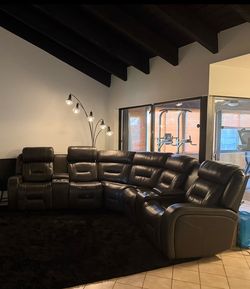 Like-New Gray Power Reclining Sectional | Zero Gravity Recliners + Blue LED Lights | $2,000