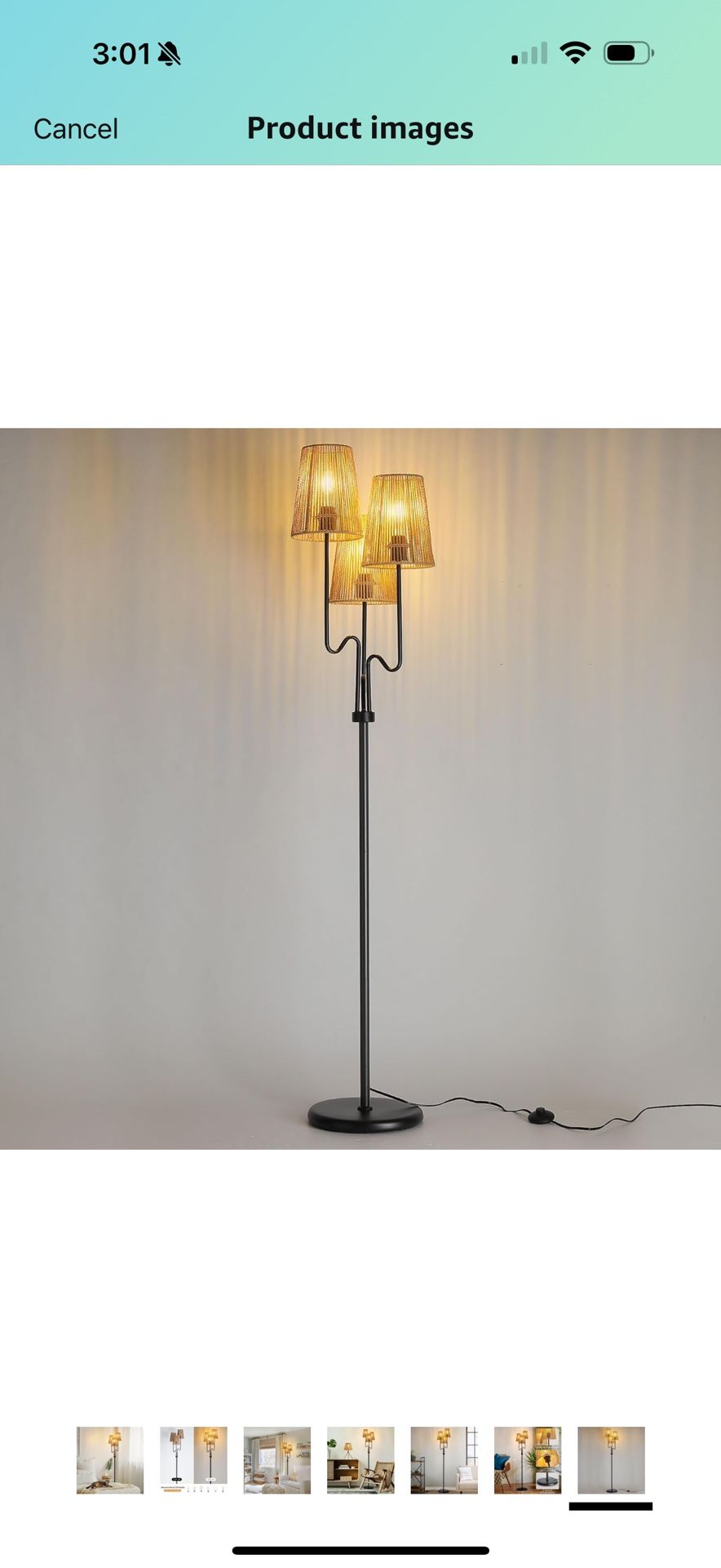 Boho Floor Lamp, 68in. Rattan Floor Lamps with Rattan Shade,3 Light Tree Standing Lamp for Bedroom,Nursery,E26 Socket, Living Room Floor Lamp for Rust