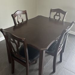 For Sale: Elegant Dark Wood Dining Set – Table & 4 Chairs