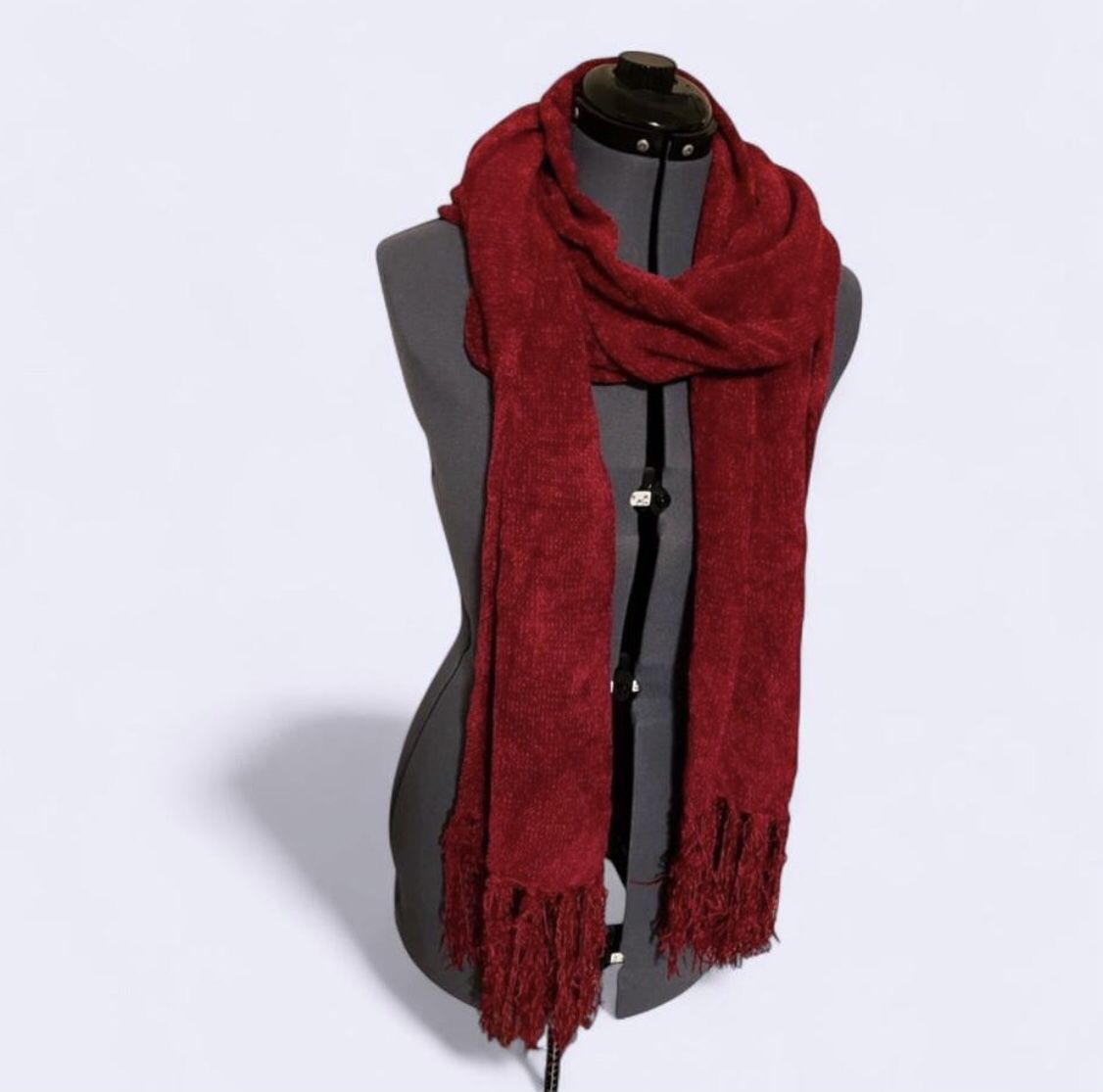 Crazy Horse Womens Scarf Red with Fringes