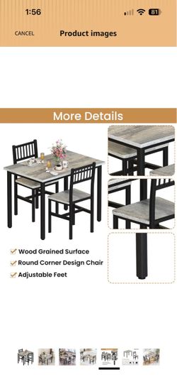 3 Piece Dining Table, Small Kitchen Table Set for 2 with Chairs(Grey) Brand New