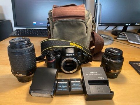 Nikon D3200 DSLR Bundle (Lens, Flash, 2 Batteries, And Bag)