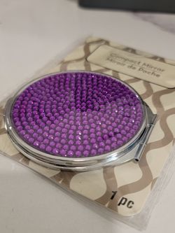 Purple Rhinestones Double Sided Compact Mirror 
