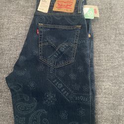New With Tags Men’s Levi 512 Slim Taper Stretch 34x34 With Design In Jeans
