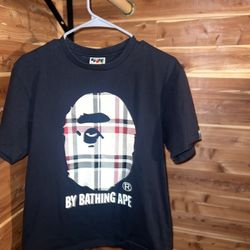 BAPE A Bathing Ape Check by Bathing Tee Black/Beige