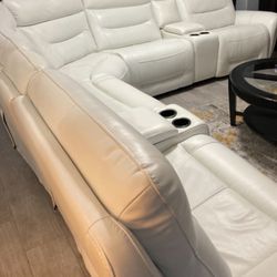 7 Piece White Leather Sofa Set
