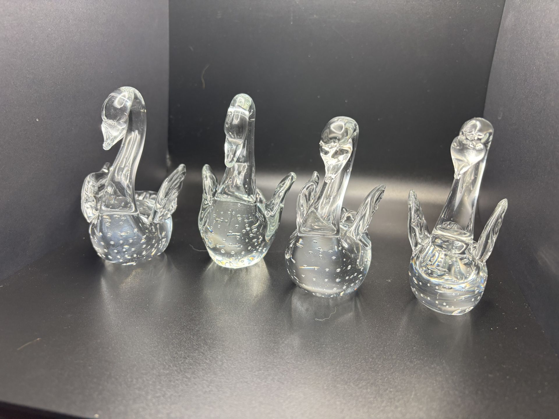 Vintage Art Glass Swans
