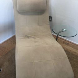 Suede Lounging Chair with Table