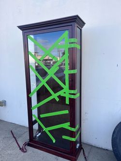 Dark Wood Glass Door Display Cabinet