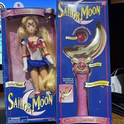 Sailor moon doll and crescent wand
