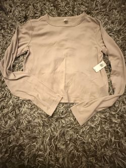 Ultralite Go-Dry Beige Ribbed Long Sleeve Top Size L New With Tags