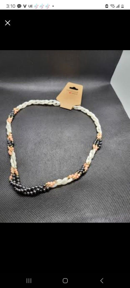 Triple Strand Rice Pearl Necklace
