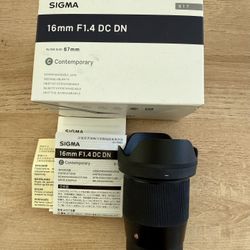 Sigma 16mm F1.4 DN For Canon EF-M 