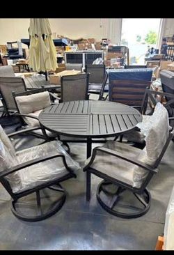 Mixpatio 5-Piece Aluminum Outdoor Dining Set with Swivel Chairs