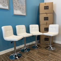 New 4 White Bar Stools 