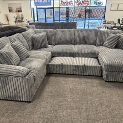 Light Gray Sofa Sectional Pullout Set - Free Delivery Promo