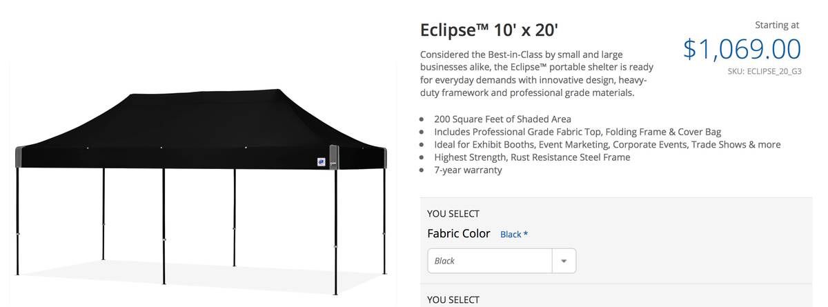 Eclipse 10x20 EZ-UP Tent