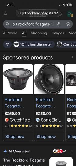 Rockford Fosgate Punch P3 12’ sub (No box)
