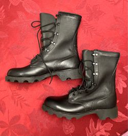 Black Leather Combat Boots - 4.5 Youth or Women’s Size 6