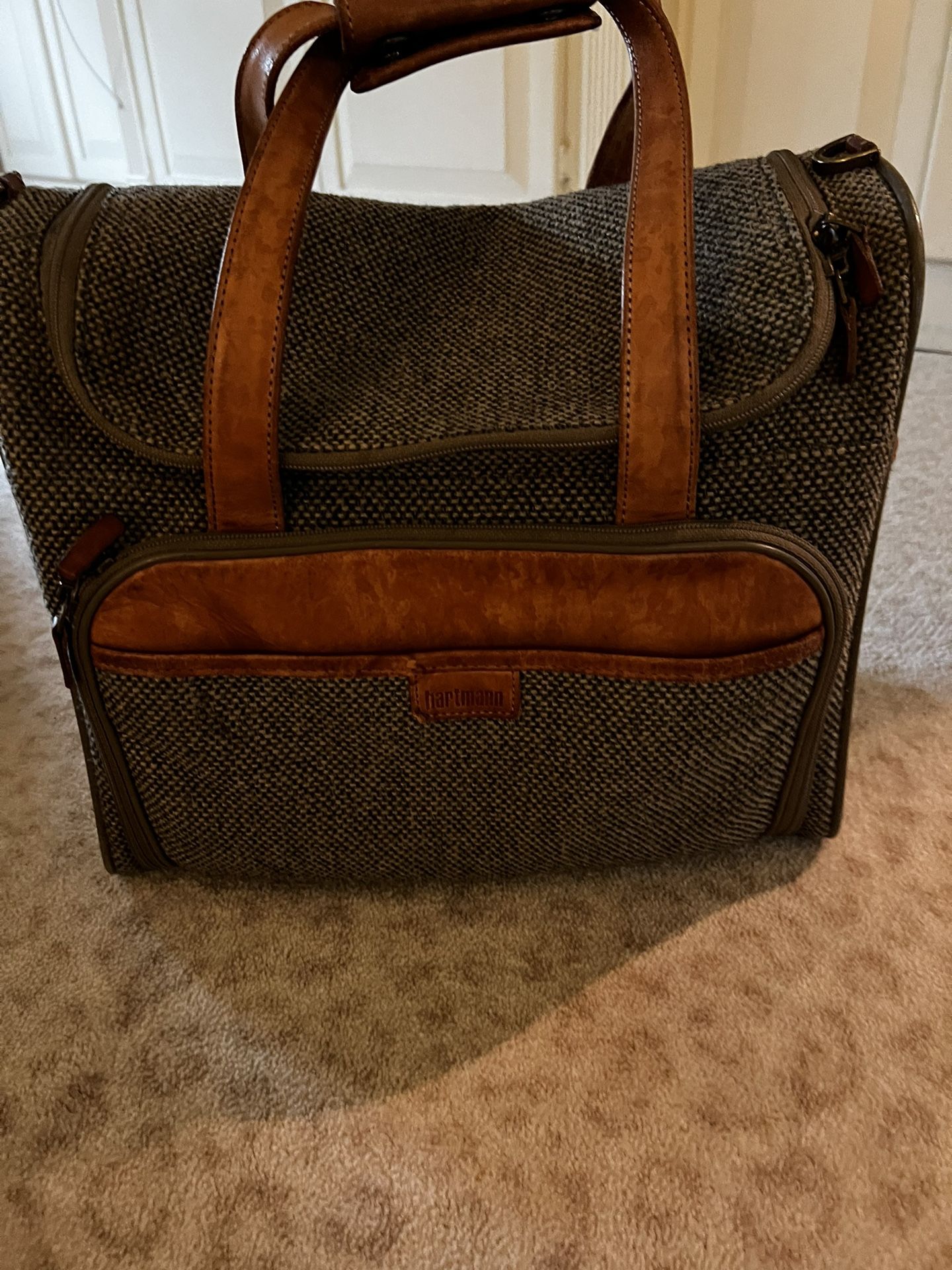 Hartman Tweed Overnight Bag With Zipper For Over Luggage...