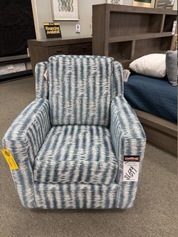 Swivel Accent Chair - Blue And White | Armchair