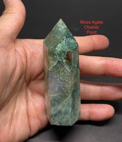 Moss Agate Genuine Stone Obelisk/Point 95.8g
