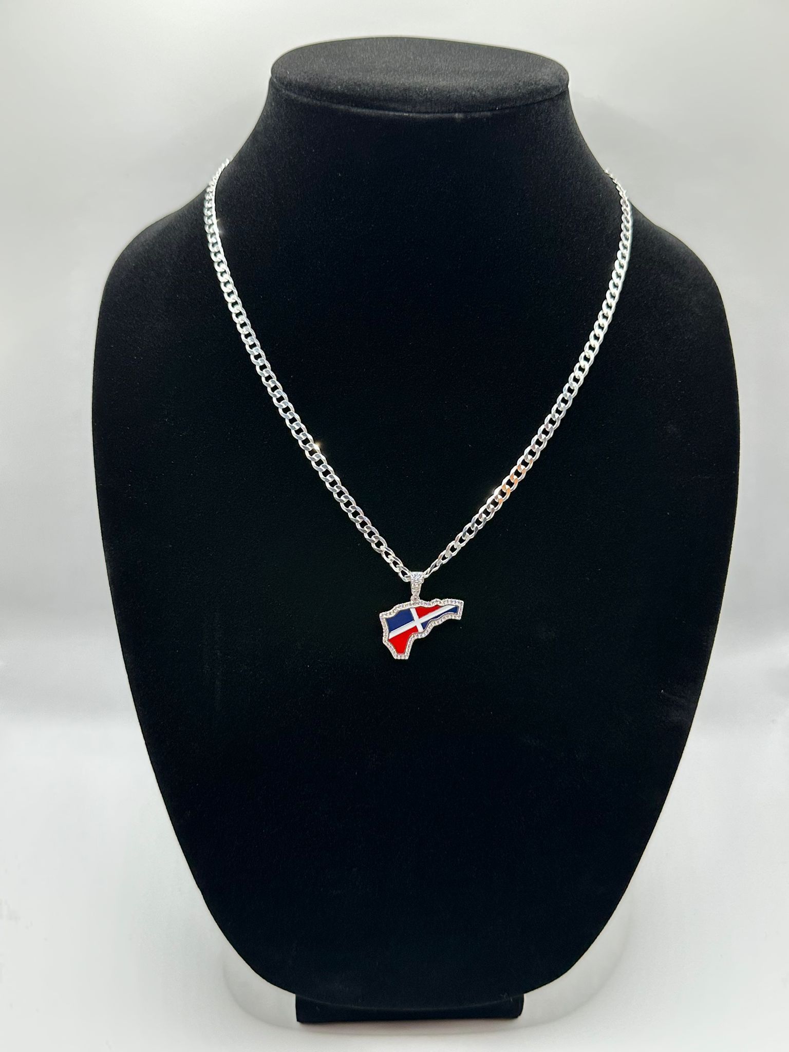 Dominican Pendant Cuban Chain 925 Silver