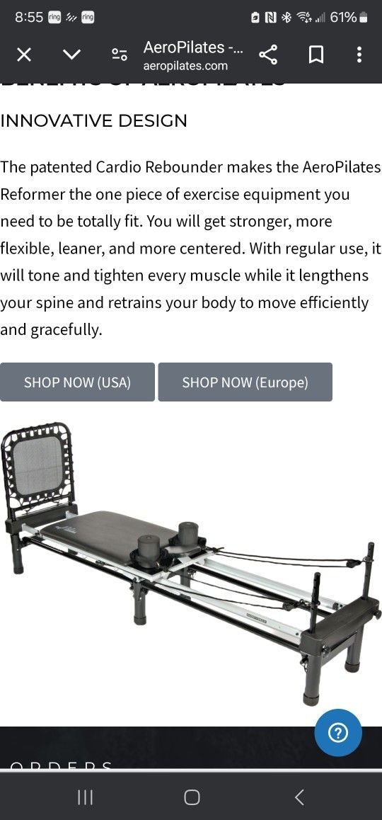 Aero Pilates Exercise Equipment