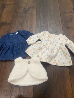 Lot of 3 girls dresses and vest size newborn by carters #22