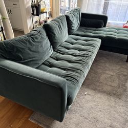 👑 The "Main Character" of Living Rooms – Article Sven Velvet Sectional (Pacific Green)