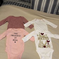 3 Months Girls Long Sleeve Onesie Tops